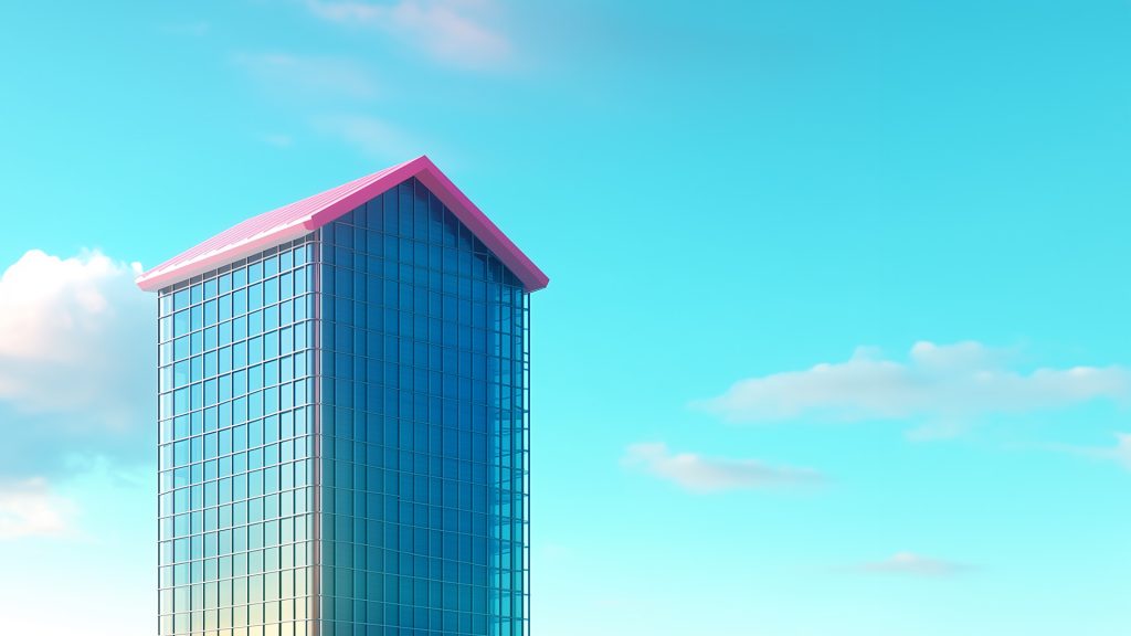 palazzo con sfondo un cielo terso che rappresenta il lavoro delle piccole imprese sulla identità di marca